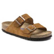 BIRKENSTOCK Arizona Suede Leather Mink Two-Strap Sandals