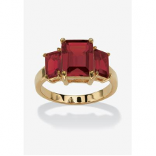 Plus Size Women's Yellow Gold-Plated Simulated Emerald Cut Birthstone Ring by PalmBeach Jewelry in January (Size 9)