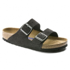 BIRKENSTOCK Arizona Suede Leather Velvet Gray Two-Strap Sandals