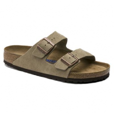BIRKENSTOCK Arizona Suede Leather Taupe Two-Strap Sandals